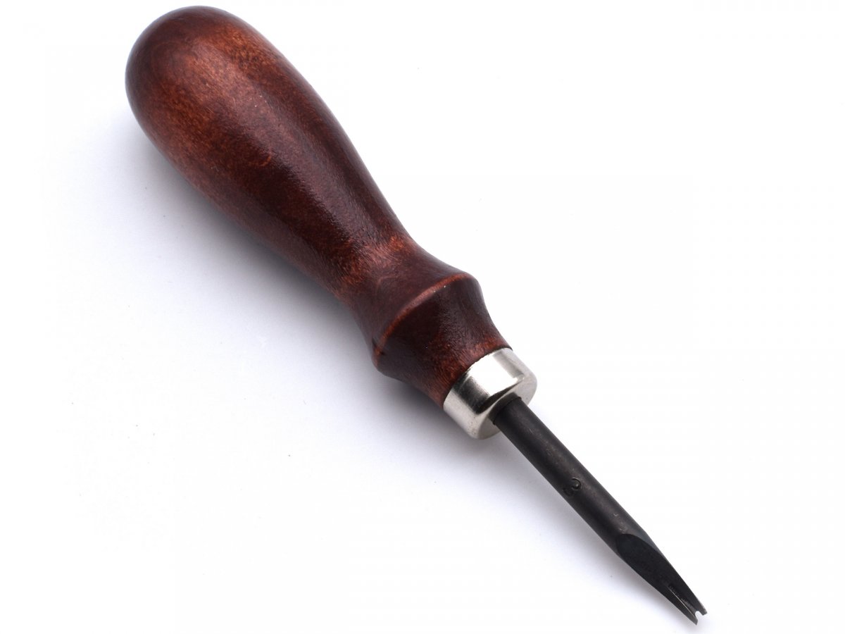 EXCEART 1pezzi Smussatrice per Pelle in Acciaio Inox Strumento di Rifinitura Manico in Legno Angolo Ragionevole Tagliente per Lavorazione Pelle Hobby Casa Negozio