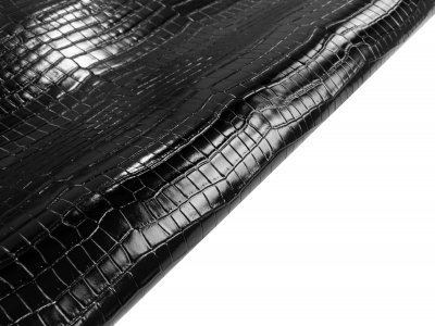 Glossy Black Crocodile Embossed Calfskin