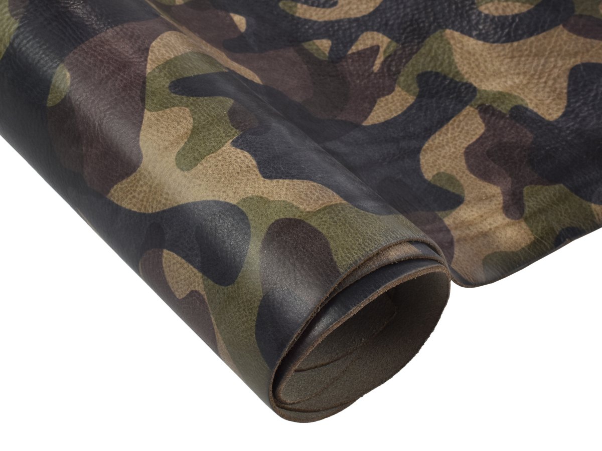 Camo design Lamb skin leather Black/Green Color (100% Genuine Skin