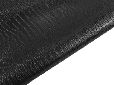 Black Crocodile Embossed Faux Leather Fabric