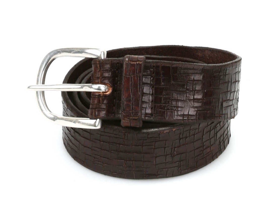 Italian Washed Crocodile Embossed Calfskin Casual Belt